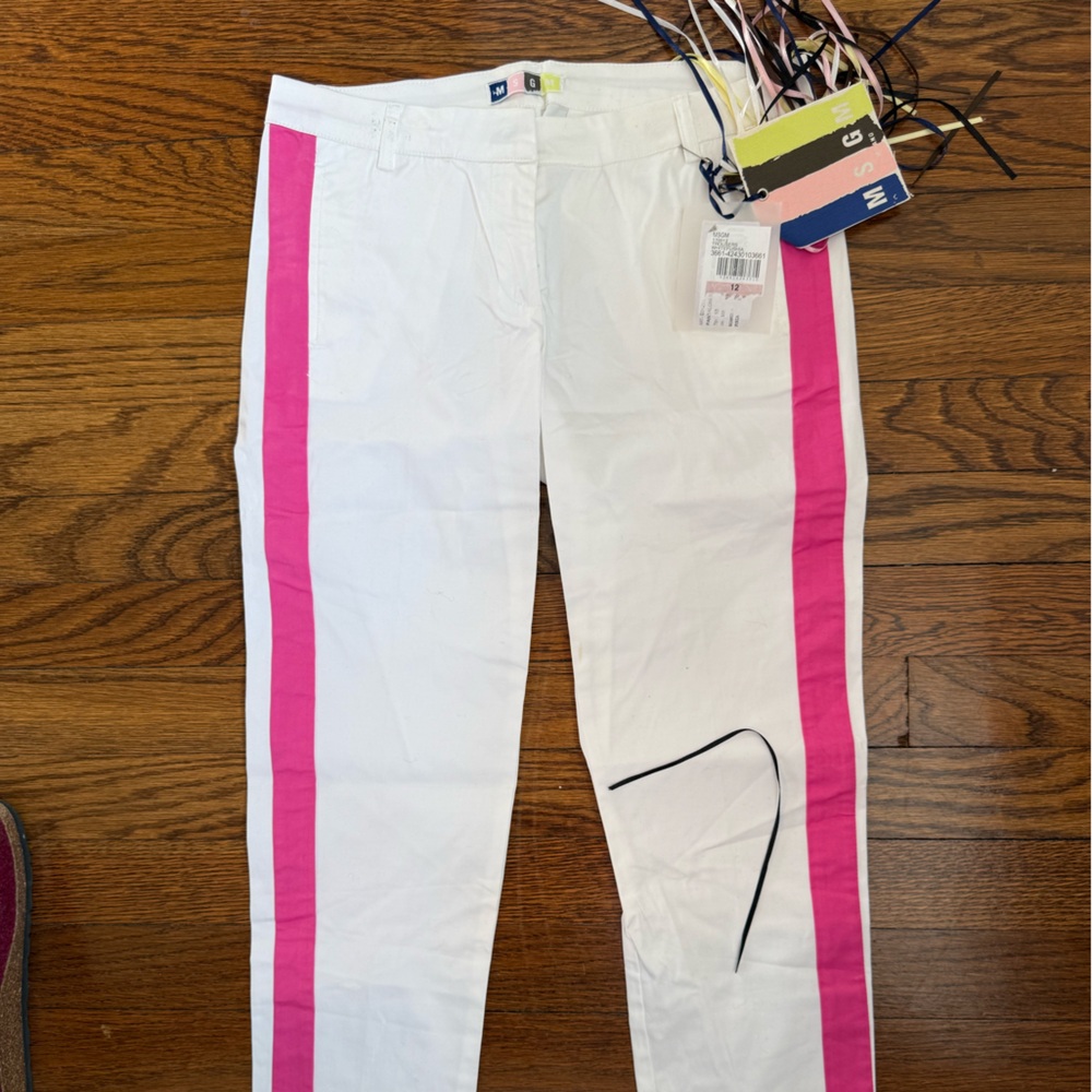 MSGM White Pants with Pink Side Stripes - Kids Casual